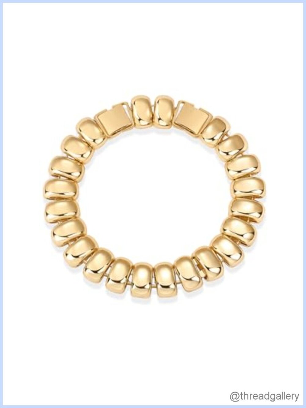 14K Gold Plated Chunky Ribbed Texture Bracelet for Women Statement
